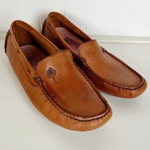 Lilly Pulitzer Loafer Shoes Flats Brown Leather Palm Tree Logo Size 6.5 M